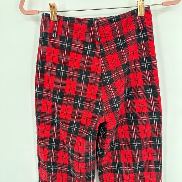Brandy Melville Women's Red Plaid High Waist Pants Made in Italy - Picture 9 of 14